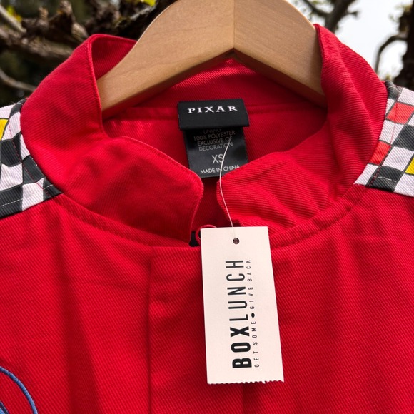 Men's Biker Disney Pixar Cars Lightning Mcqueen Racing Red Jacket Size XS New - Picture 11 of 16